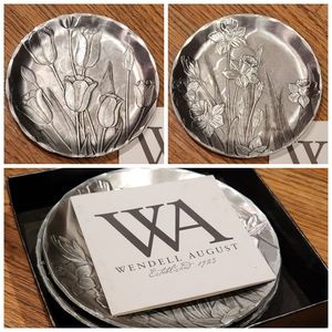 Wendell August Garden Floral Hammered Handcrafted Coasters, (2,Daffodil & Tulip)